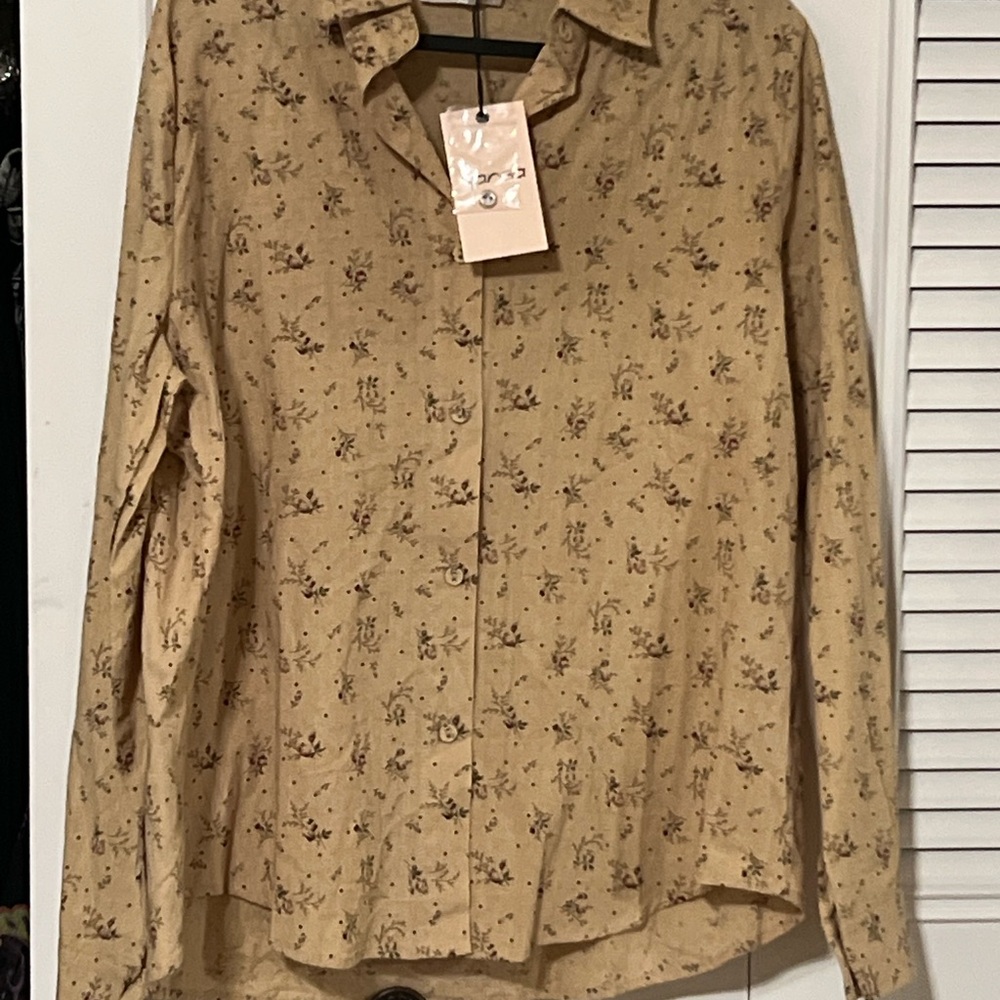 Floral Beige Button-Up Shirt